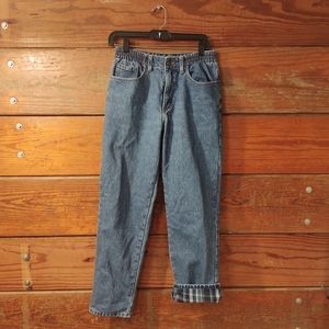 LL BEAN • 90s VINTAGE FLANNEL LINED 100% COTTON TAPERED JEANS